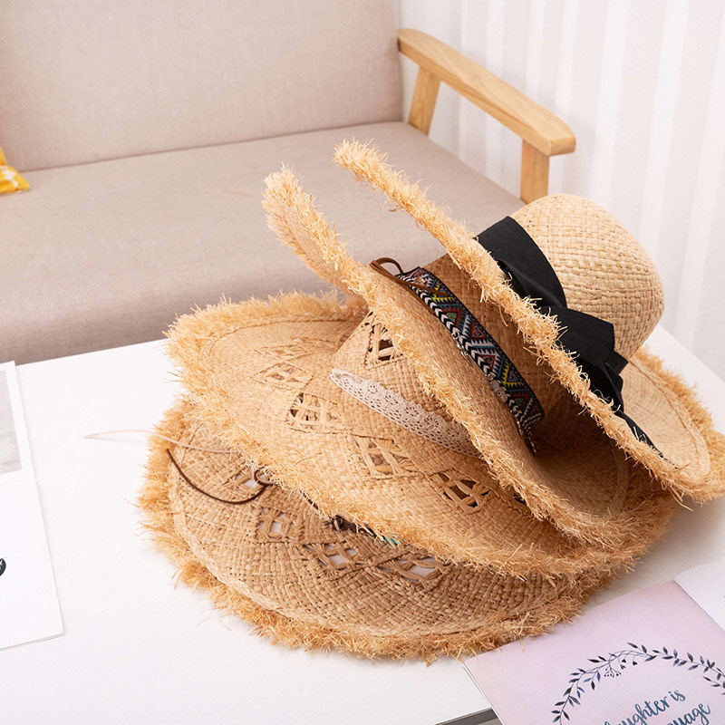 Diseinu pertsonalizatua Lady Beach Raffia Straw Floppy Hat