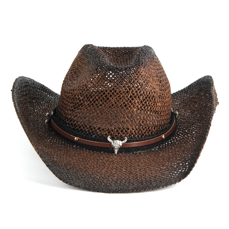Udako marroi iluna Western Cowboy lastozko kapela
