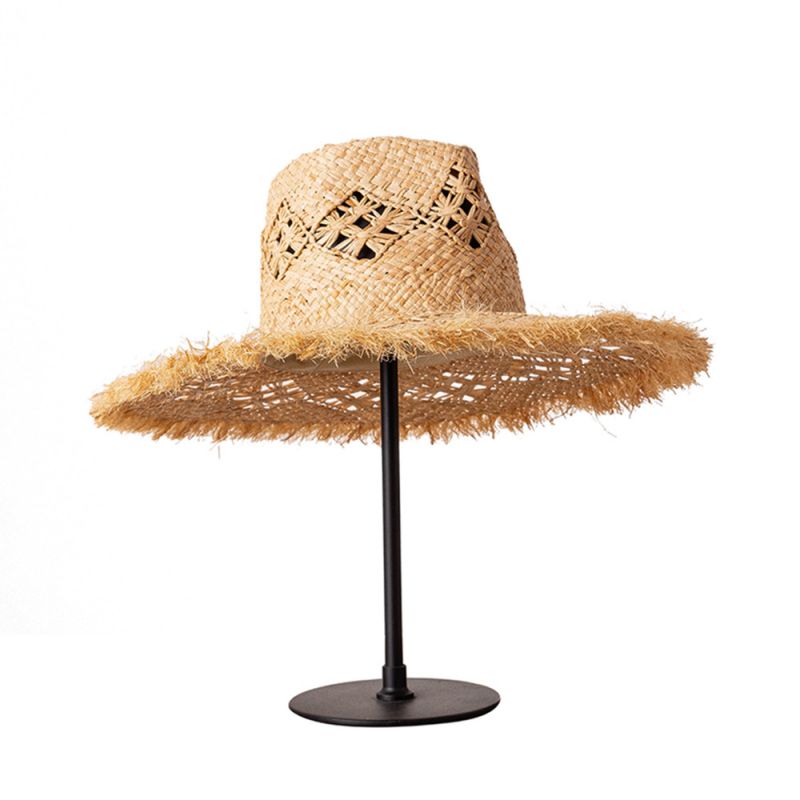 Emakumeen rafia lastozko fedora eguzki-txapela Txinan egina
