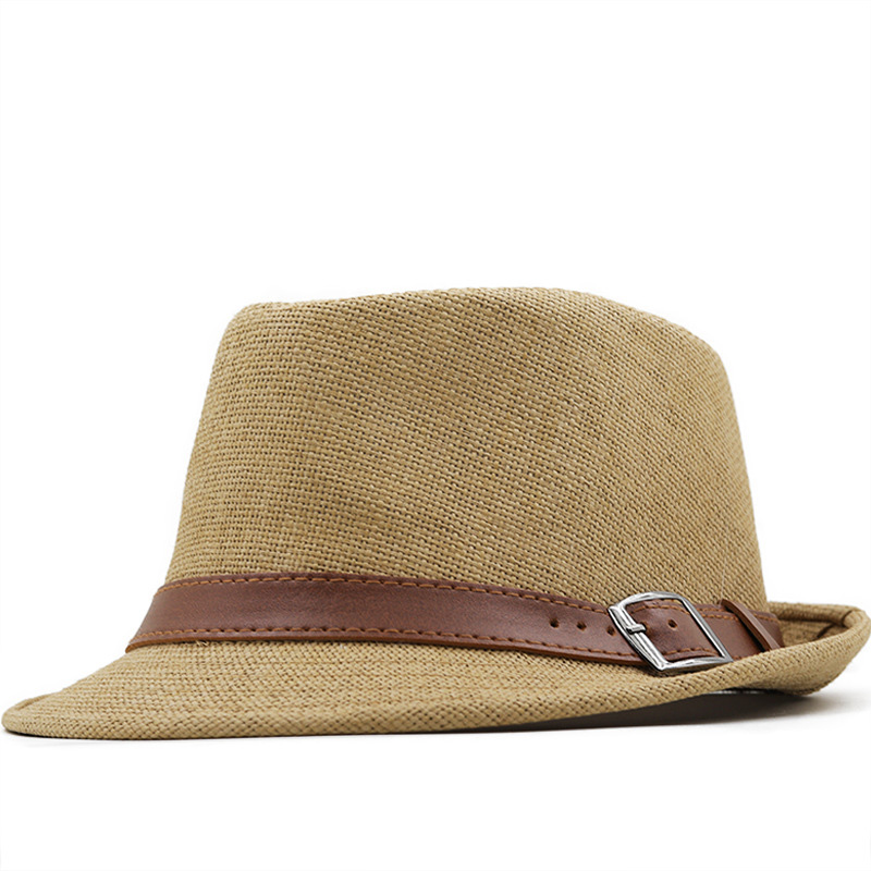 Larruzko PU larruzko gerriko Trilby Fedora lastozko txanoak
